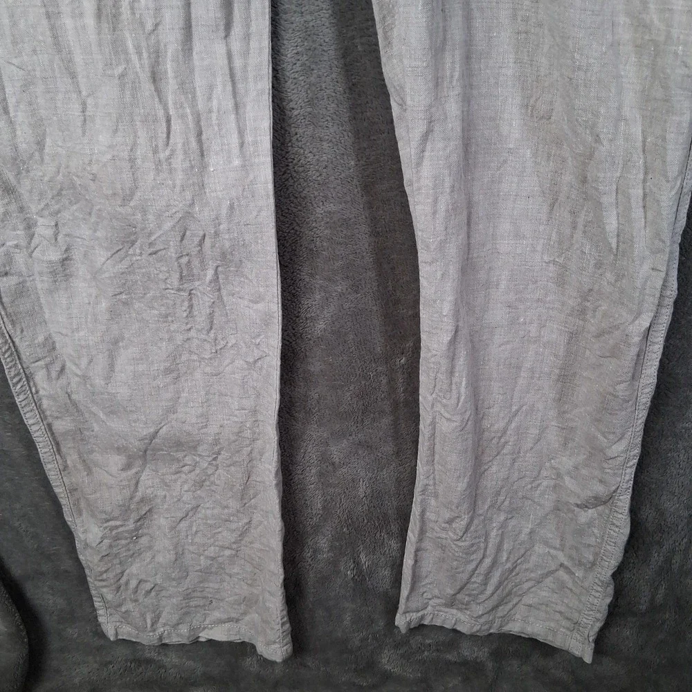 Linen Pants Men Size 38x30 Beige Slim Fit Denim Co Mid-Rise Lightweight